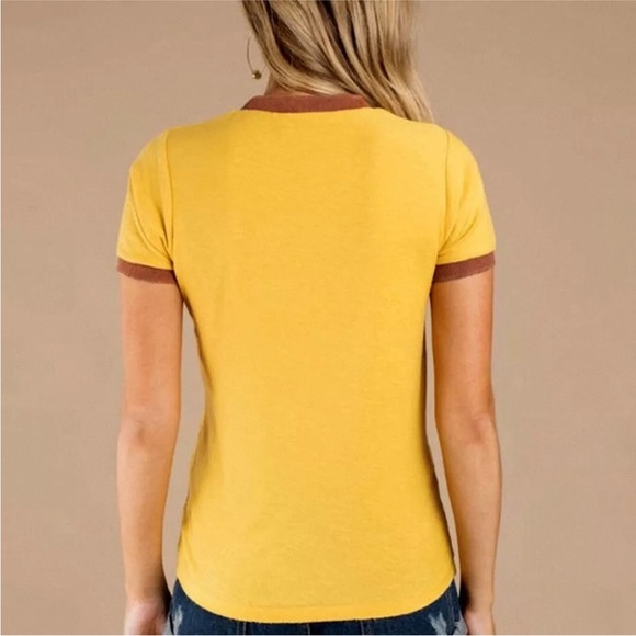 SOLD - Stoned Immaculate Hollyweed Goldenrod Yellow Brown Ringer Tee - Small - Picture 2 of 12